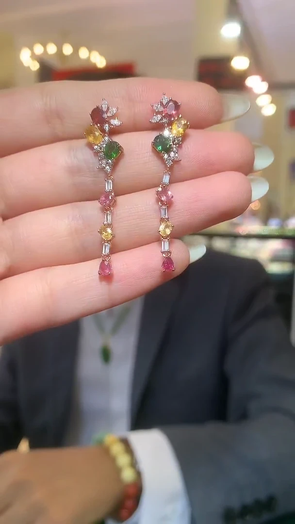 银S925镶嵌耳饰碧玺【宝石世家严选】