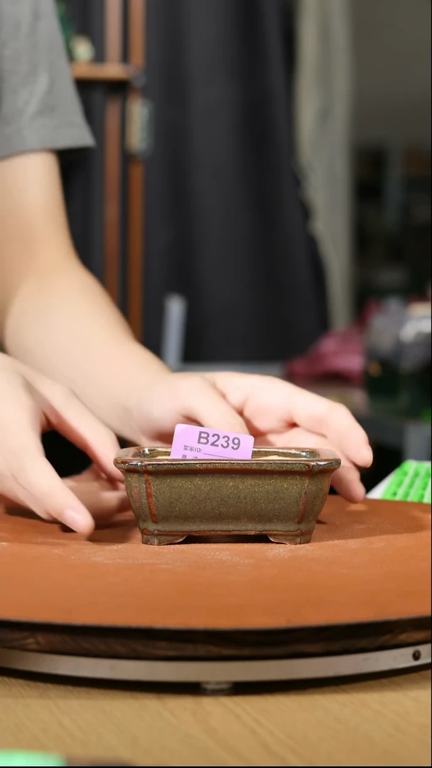 【石湾花盆】4寸聂角小长方盆239