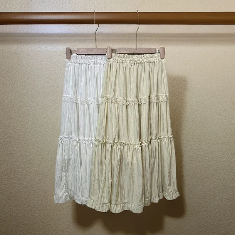 6608松紧腰蝴蝶结半身裙女款气质高腰时尚百搭甜美半身裙