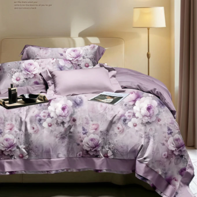 轻奢高端时尚数码欧式柔软家用好机洗印花双面四件套--【锦绣华章】