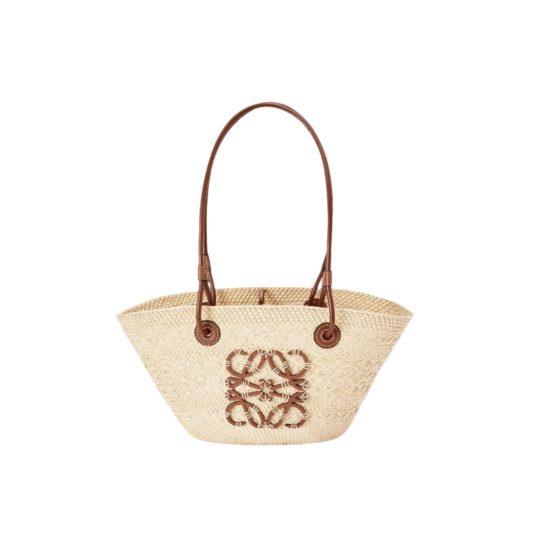 未使用 LOEWE/罗意威 Besket编织度假风篮子手提包单肩包小号棕色