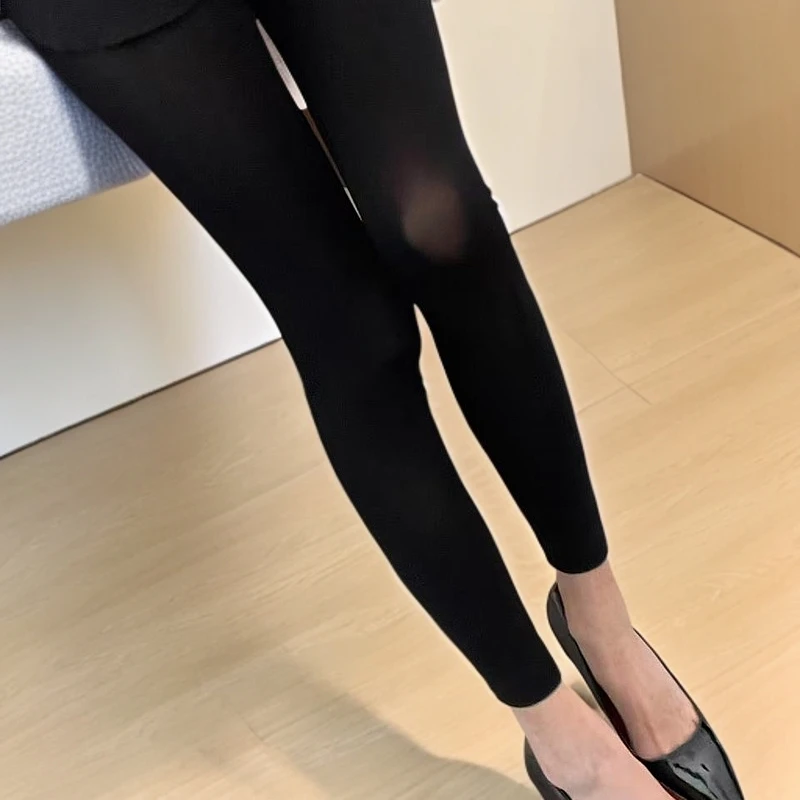 春夏季皮卡家收腹提臀天鹅绒九分打底裤显瘦高弹美腿修身黑色打底