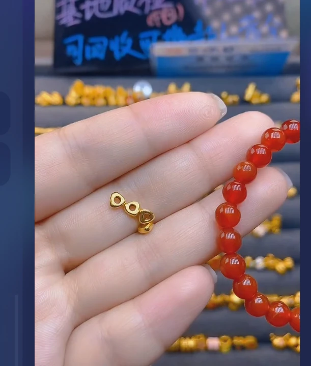 足金999三角隔*4玛 瑙手串/ 多样性发