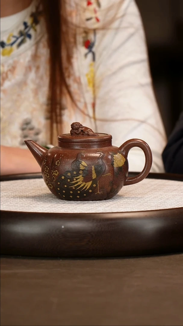 紫砂茶壶【陈小听】金砂老段  狮球  330cc