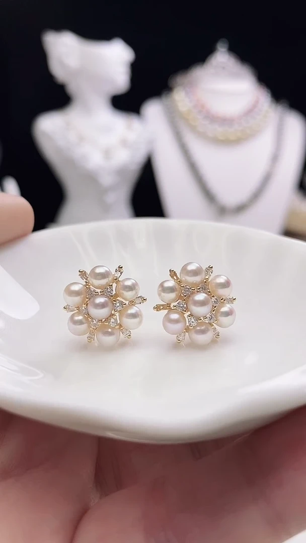 【闪购商品】海水珍珠耳钉银S925镶嵌海水akoya珍珠耳钉