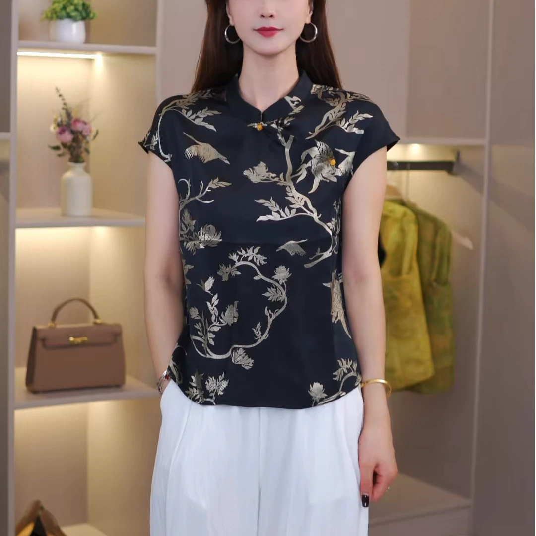 夏季新中式复古显瘦气质轻奢时尚女士上衣百搭#S8
