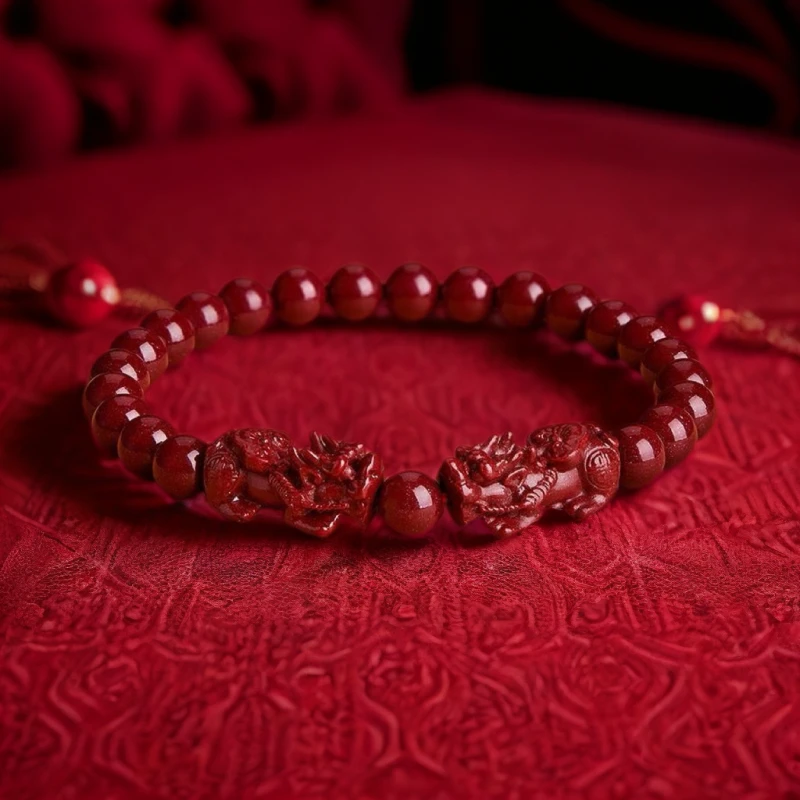 {惊喜六}朱砂貔貅手串 吉祥招福纳发 套装 -YS-2G
