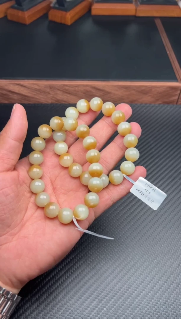 手串未镶嵌和田玉若羌微色差卡12Jm多样性发货拍一发一