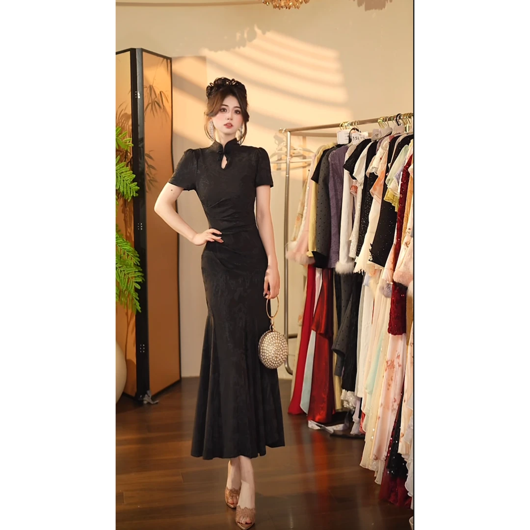 瑞瑞定制-1043墨香如故短袖连衣裙YQ637
