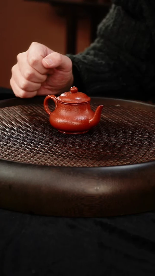 茶壶紫砂君梨  朱泥