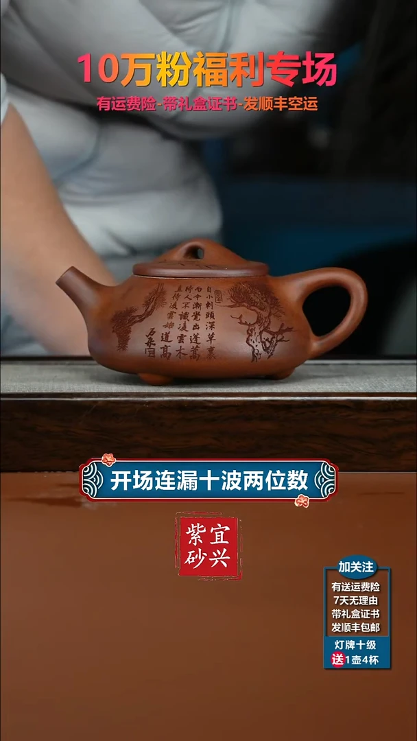 茶壶紫砂蒋静明天星泥松竹景舟石瓢300CC