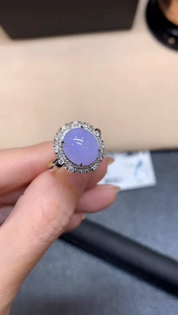 18K金镶嵌戒指翡翠【48小时鉴赏期】【紫货有色差】