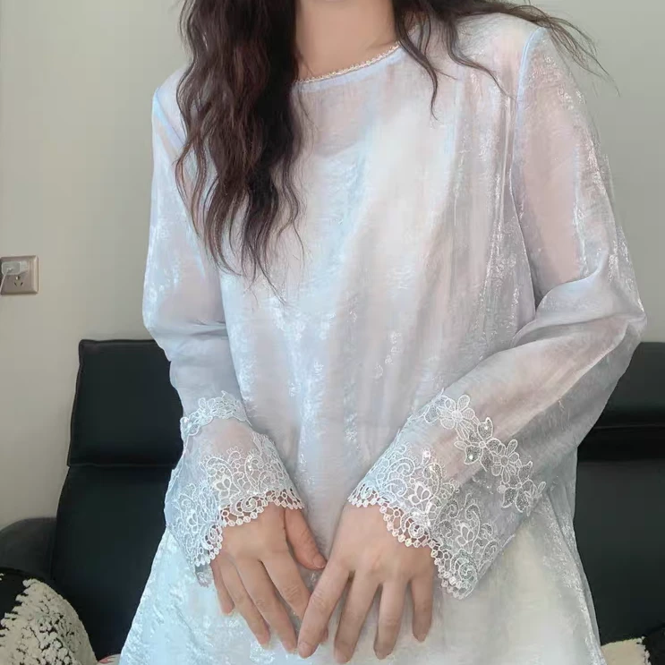 【瑶瑶公主】新中式女装开衫立领盘扣新款国风刺绣花洋气衬衫