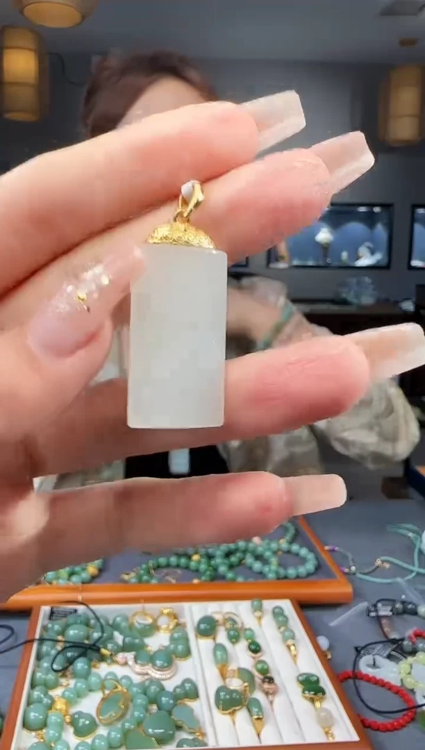 和田玉银S925镶嵌吊坠(不含链)1