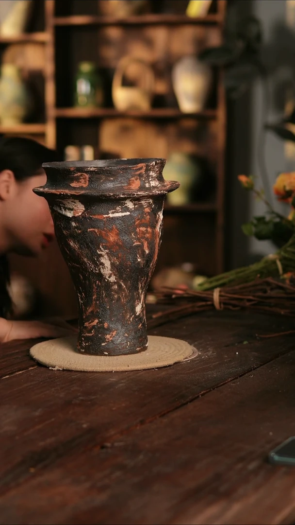 摆件23-358 陶瓷花器高28口径17