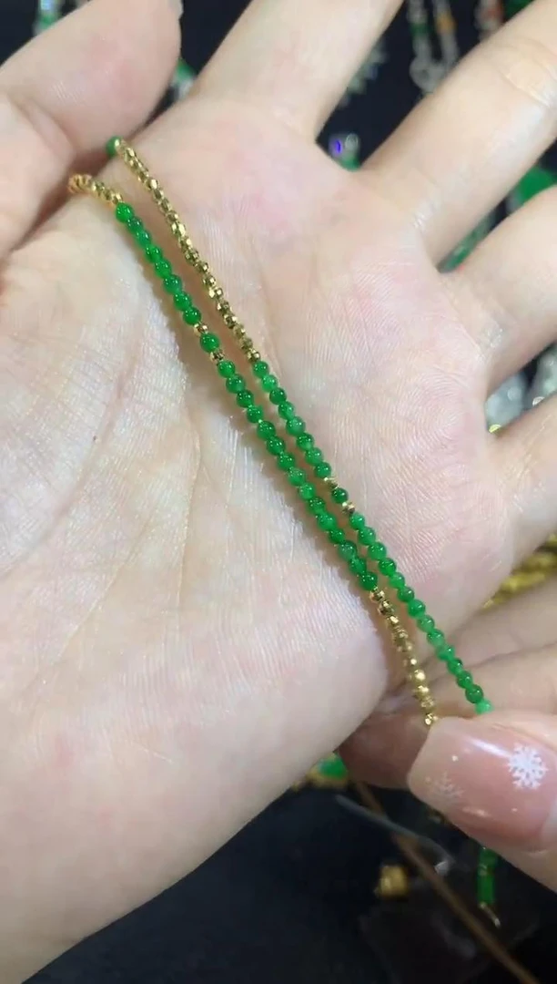 【云中意】18K金翡翠小米珠手链-多样性发货一件-zgm