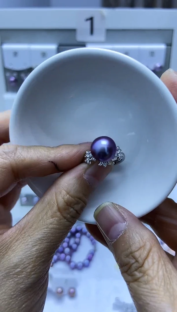 银S925镶嵌戒指淡水珍珠戒指