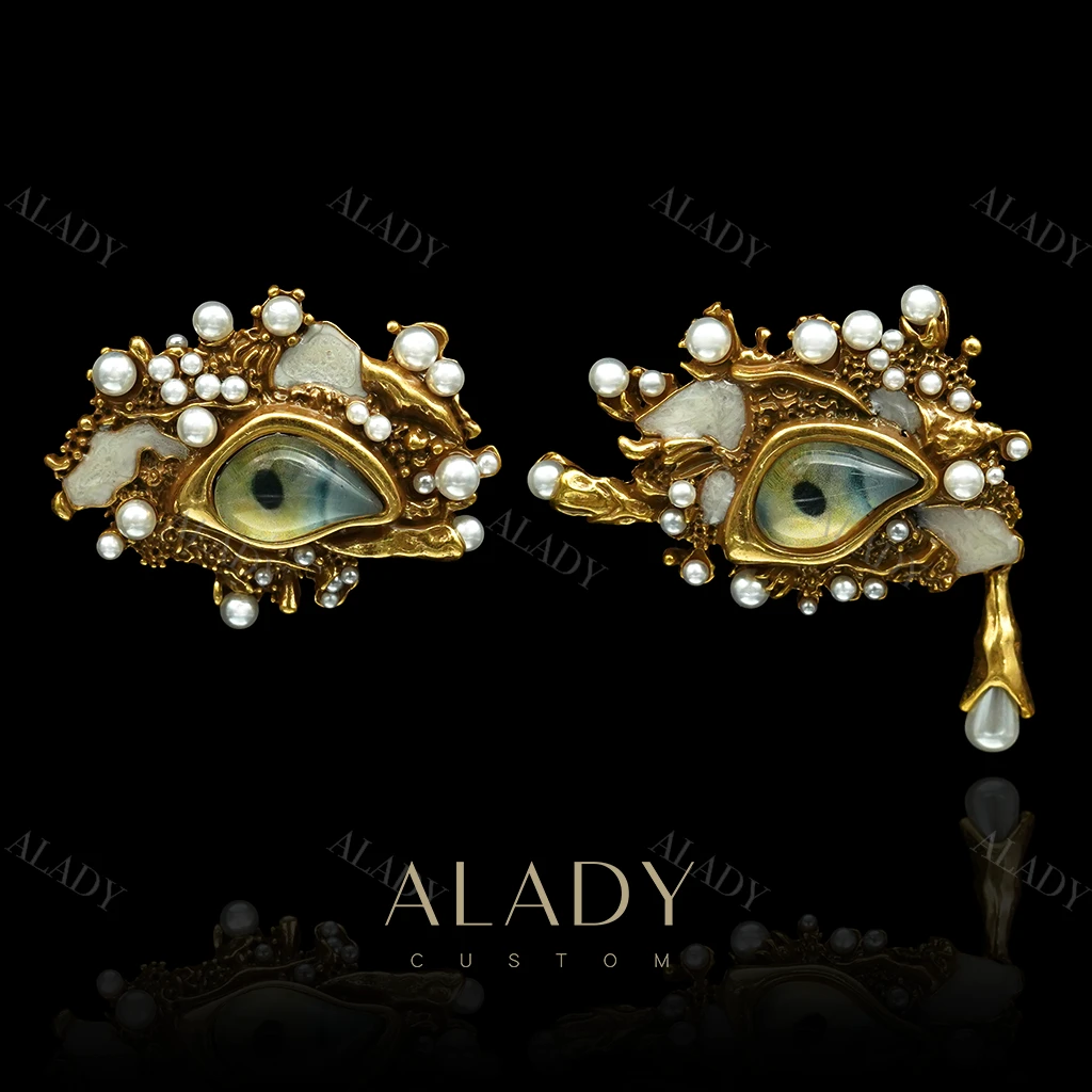 合金合成锆石耳饰 个性设计款眼睛女士耳钉-MMY3613