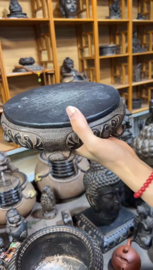 陶土【火山泥】素面万寿藤圆小底座