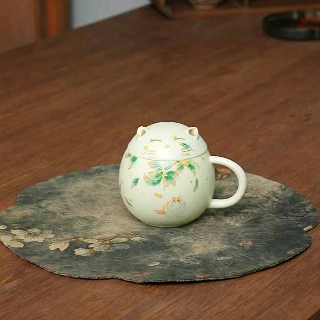 【中国邮政专属链接】汝窑猫咪创意马克杯 1750