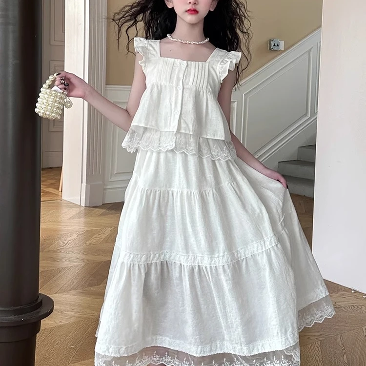 夏季裙子时尚夏款上衣儿童夏季新款女童洋气大童公主夏装套装潮款