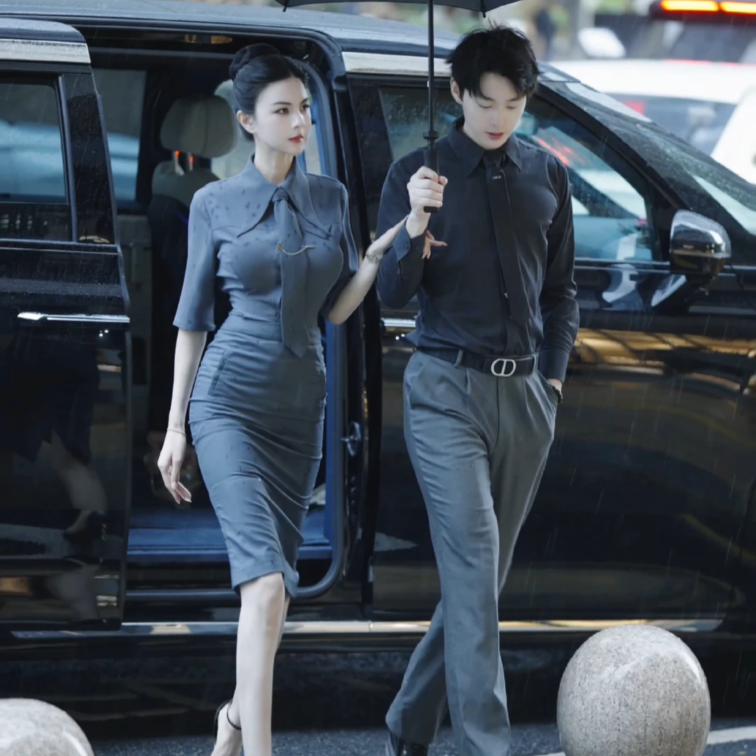 魏元高定/夏季气质休闲职场风衬衫短袖套装-0808