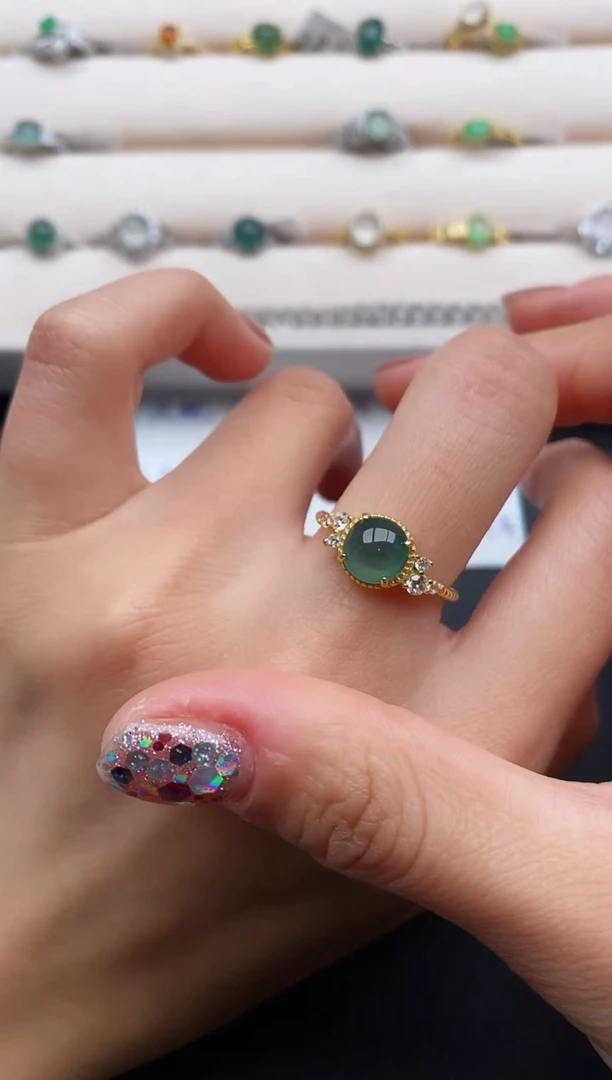 银S925镶嵌戒指翡翠7777777+9