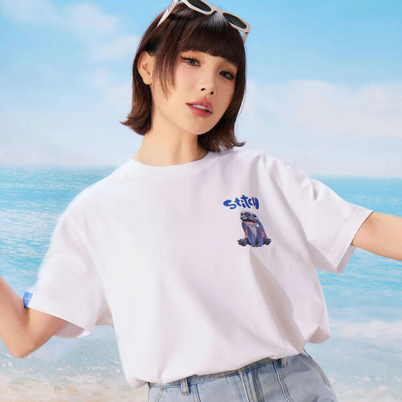 BOYLONDON【迪士尼史迪奇合作系列】情侣款印花街头短袖T恤N01333