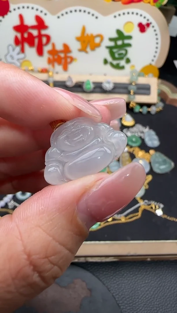 吊坠(不含链)18K金镶嵌翡翠佛公