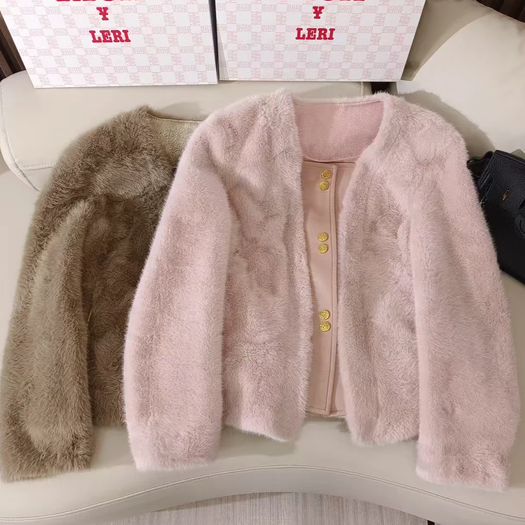 小香风外套女轻奢气质皮毛一体时尚拼接外套YP411