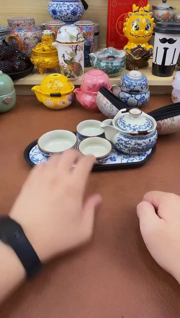陶瓷茶具摆件旅行套组