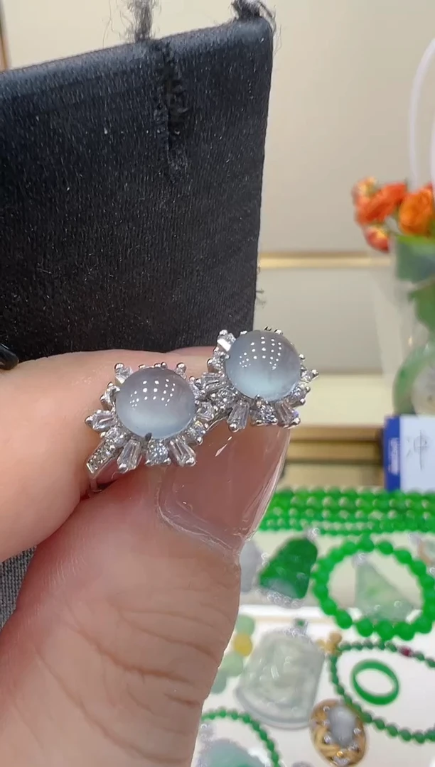 翡翠银S925镶嵌耳饰团购多样性发一件