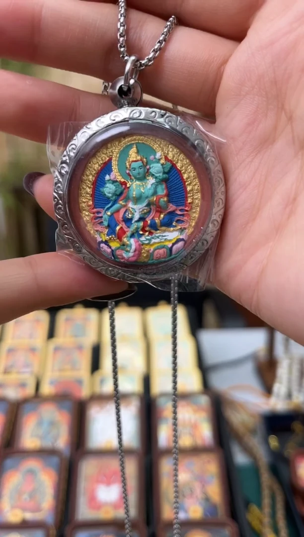 【闪购商品】吊坠不锈钢花纹-绿度母
