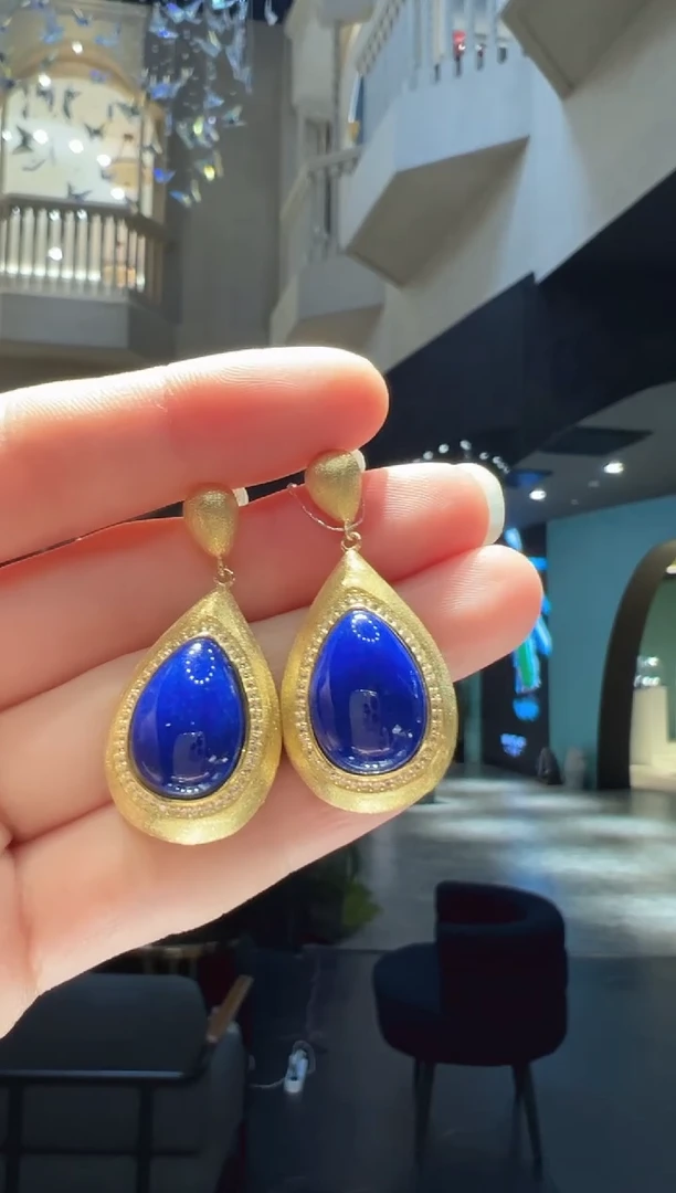 【闪购商品】青金石耳饰银S925镶嵌25】