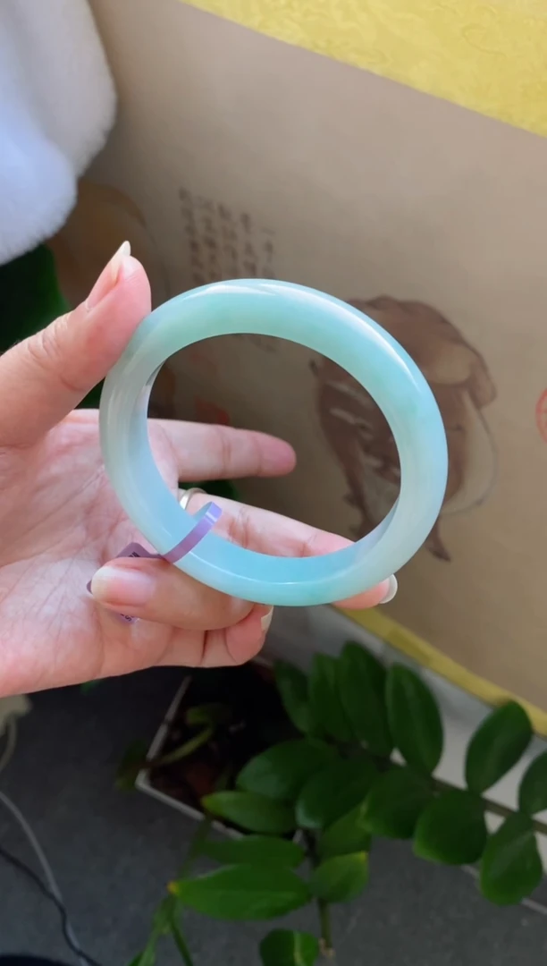 【闪购商品】翡翠手镯未镶嵌（十星强推）无棉 冰胶蓝绿19号