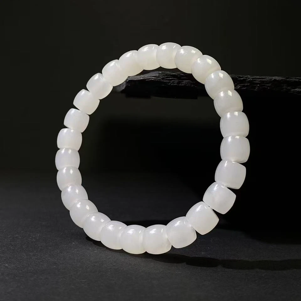 【碧玉尖商董三】和田玉白玉手串约8mm