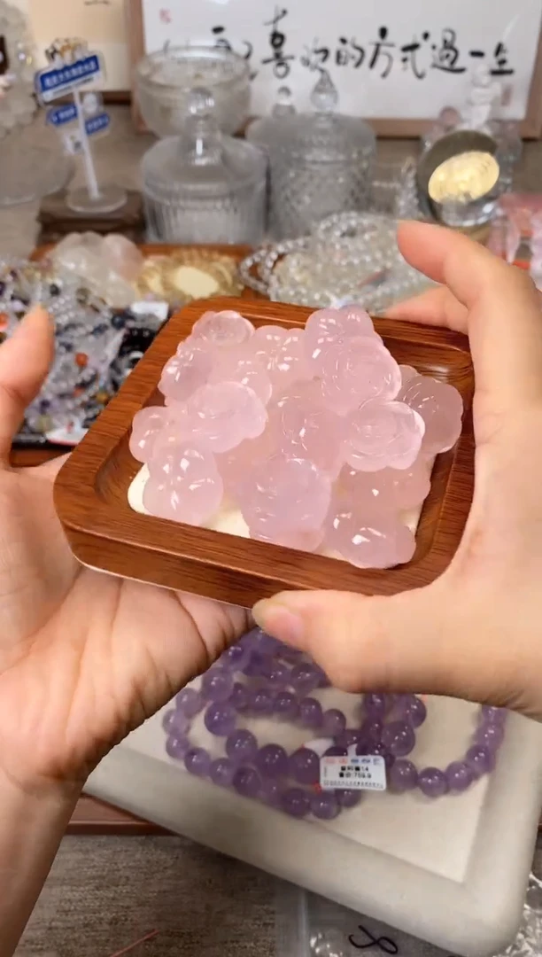 配件未镶嵌水晶粉水晶玫瑰发一
