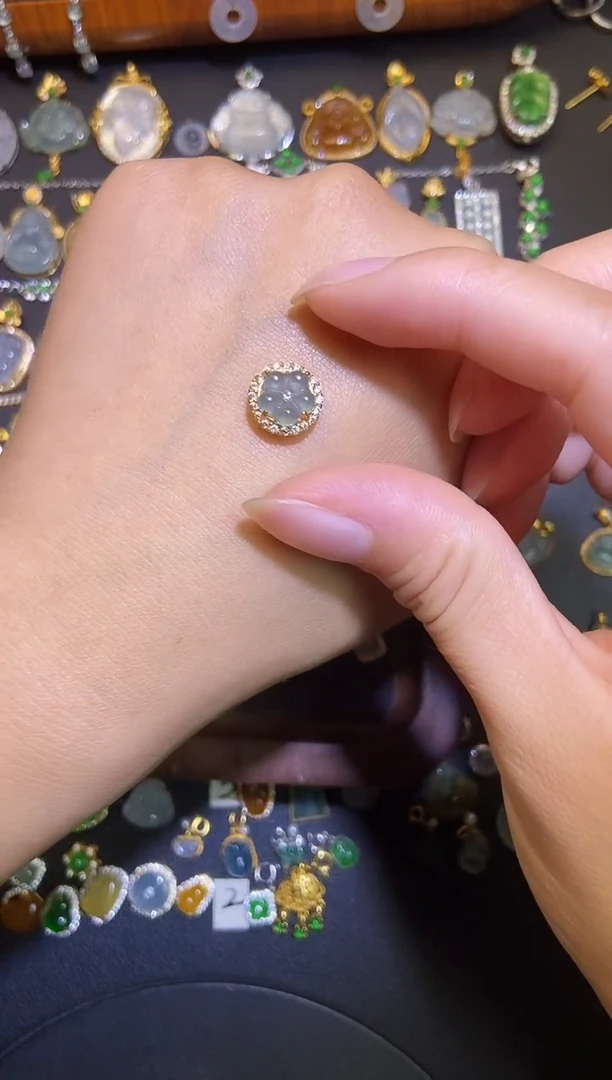 翡翠银S925镶嵌吊坠(不含链)天然A货翡翠