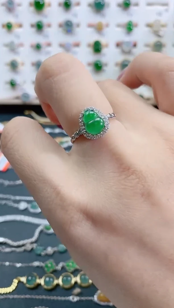 银S925镶嵌戒指翡翠天然翡翠