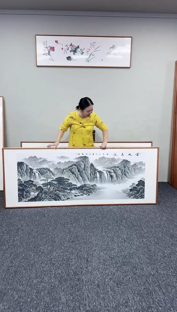 国画富水长流210*80手绘作品