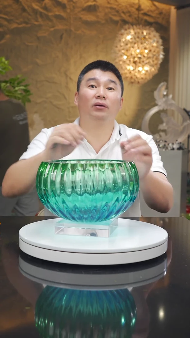 琉璃手工艺品福利蓝绿果碗