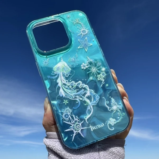 GGBond梦幻海洋水母适用iPhone16/15promax水纹手机壳苹果13/12套