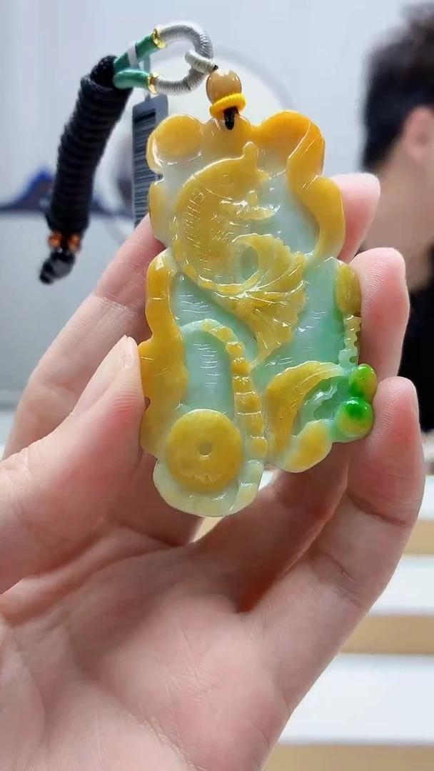 未镶嵌定制翡翠4688zm-毛货挂件年年有鱼16