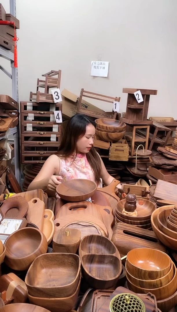 南美胡桃木深碟20*4cm    内销