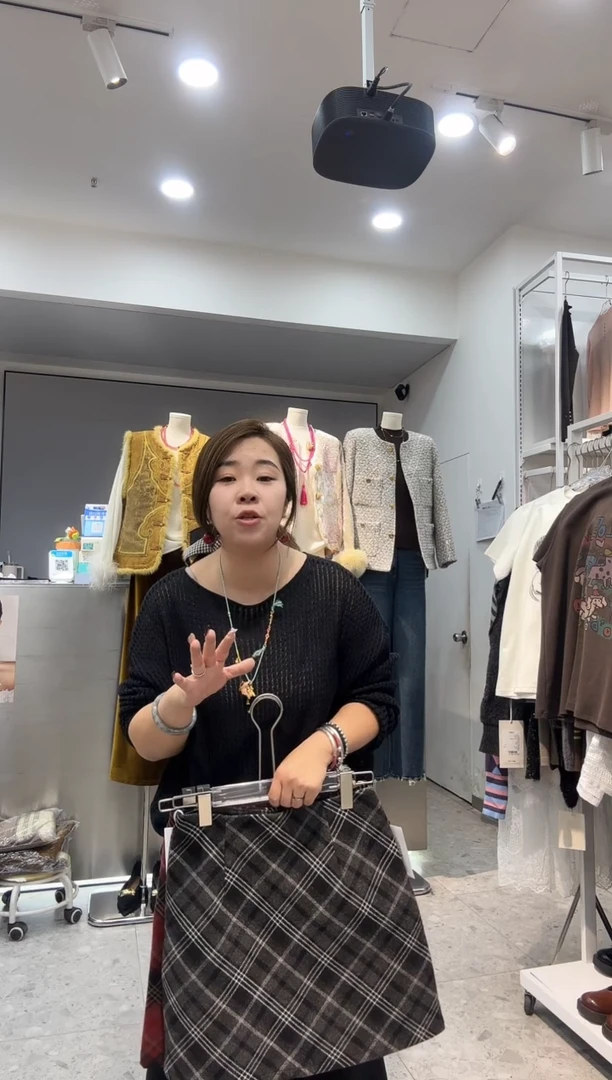 格子半身裙A字型