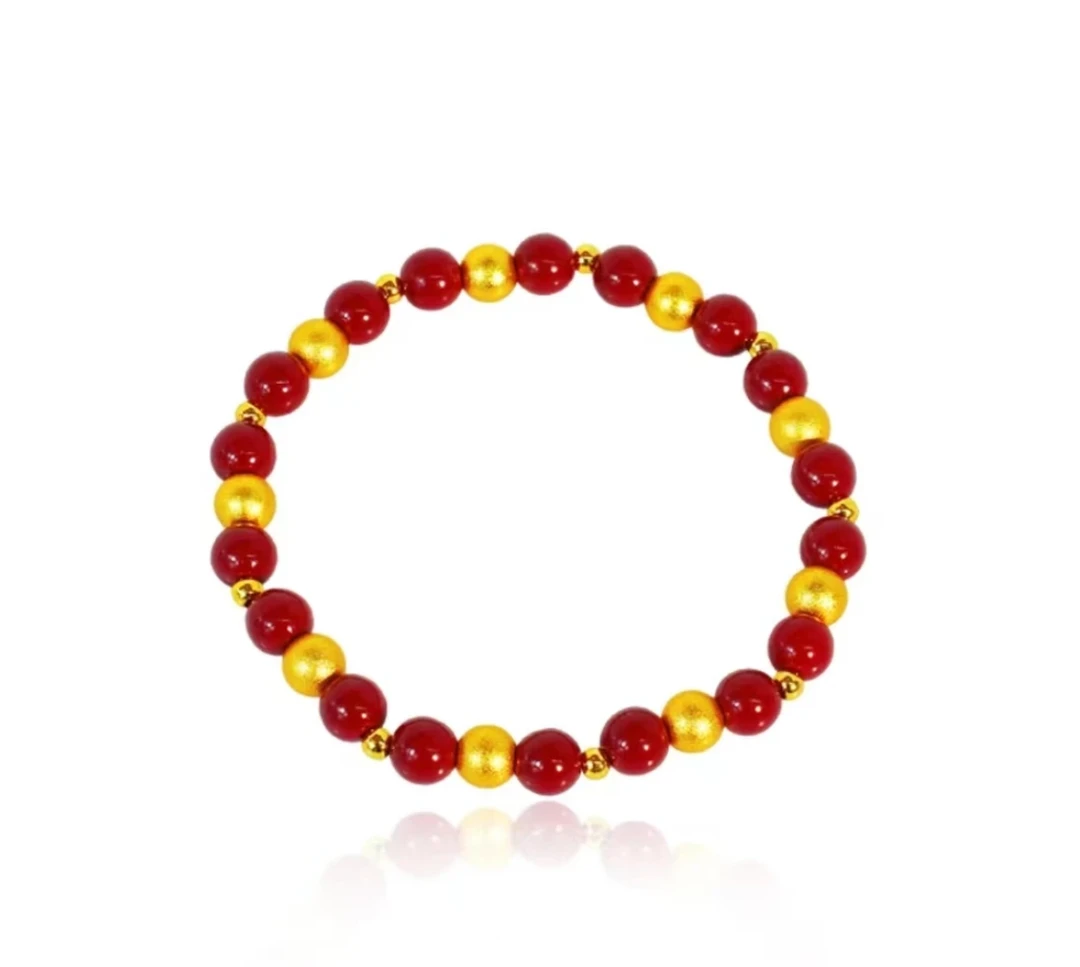 含辰砂工艺品【金总补贴＋证书礼盒】朱砂鸿运当头合金镶嵌朱砂手链