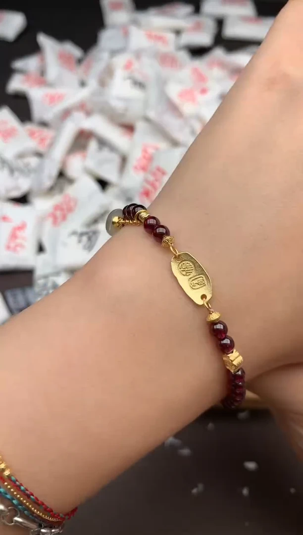 手链银S925镶嵌石榴石— 