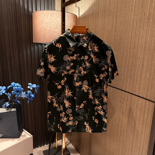 【新锐国风 自带凉感】夏季新款男士高端真丝桑蚕丝新中式短袖衬衫