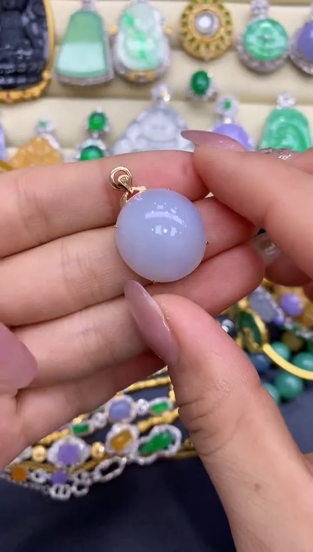 颈饰18K金镶嵌翡翠158-中国好珍宝