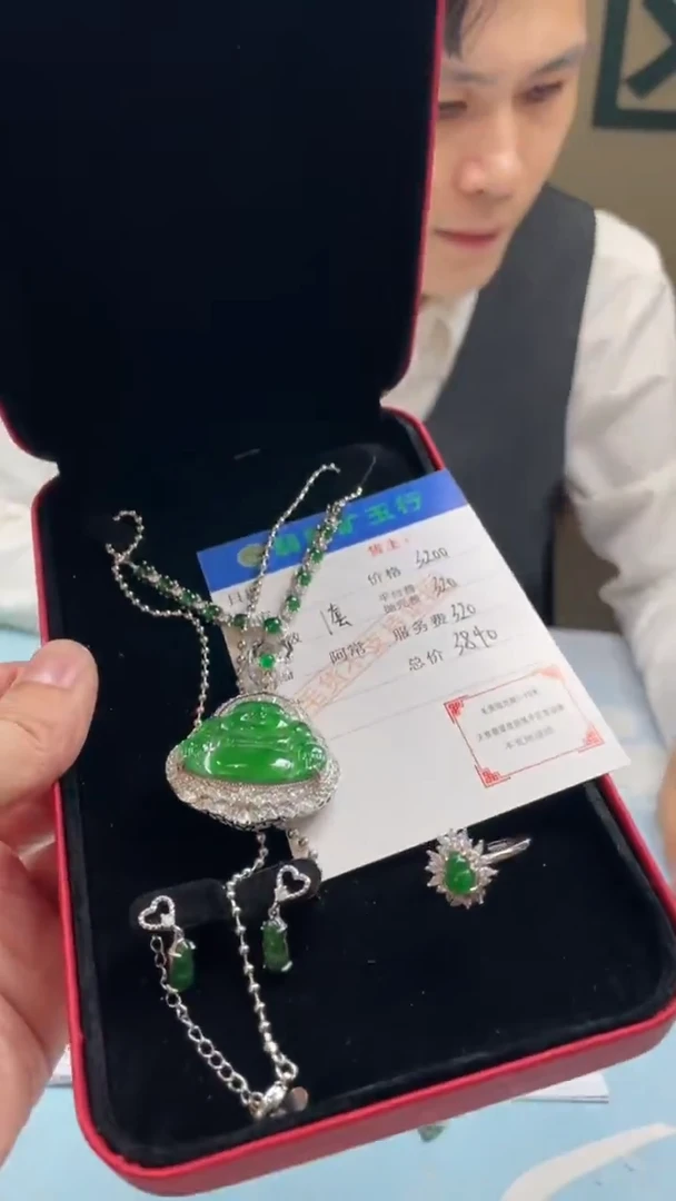 颈饰银S925镶嵌翡翠风*-净货-多样性-发一套